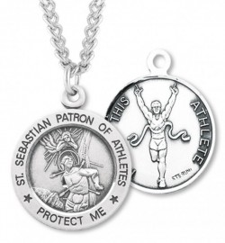 Round Boy's St. Sebastian Track Necklace With Chain [HMS1046]