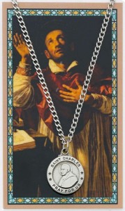 Round St. Charles Borromeo Medal and Prayer Card Set [MPC0041]