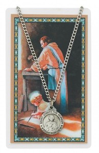 Round St. Joseph The Worker Medal and Prayer Card [MPCMV007]
