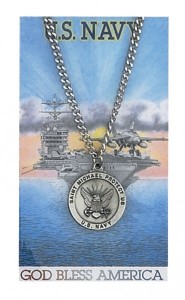 Round St. Michael Navy Medal and Prayer Card Set [MPC0072]