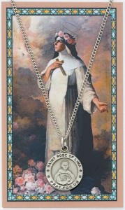 Round St. Rose of Lima Medal and Prayer Card Set [MPC0062]