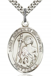 St. Adrian of Nicomedia Medal, Sterling Silver, Large [BL0573]