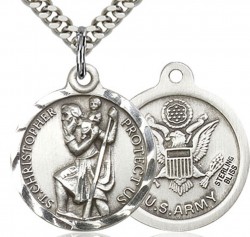 St. Christopher Army Medal, Sterling Silver [BL4187]