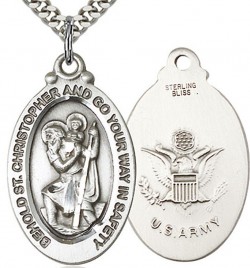 St. Christopher Army Medal, Sterling Silver [BL5957]