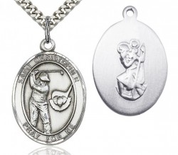 St. Christopher Golf Medal, Sterling Silver, Large [BL1250]