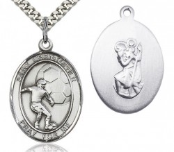 St. Christopher Soccer Medal, Sterling Silver, Large [BL1408]