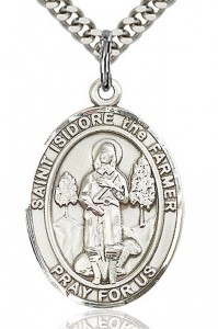 St. Isidore the Farmer Medal, Sterling Silver, Large [BL2130]