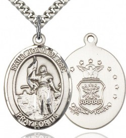 St. Joan of Arc Air Force Medal, Sterling Silver, Large [BL2217]