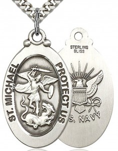 St. Michael Navy Medal, Sterling Silver [BL5953]