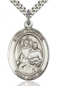 St. Raphael the Archangel Medal, Sterling Silver, Large [BL3165]