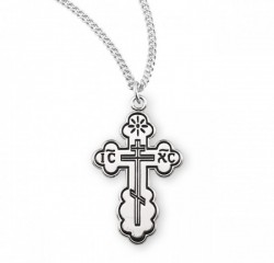 Women's Orthodox Cross Necklace, Sterling Silver with Chain [HMR0995]