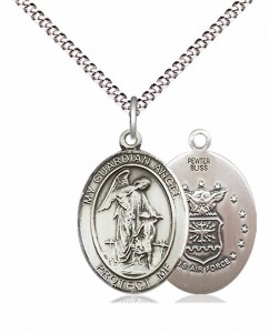 Women's Pewter Oval Guardian Angel Air Force Medal [BLPW545]