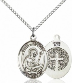 Women's Pewter Oval St. Benedict Medal [BLPW414]