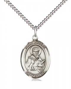 Women's Pewter Oval St. Isidore of Seville Medal [BLPW468]
