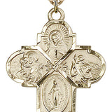 4 Way Cross Pendant, Gold Filled