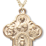 Women's 14kt Gold Over Sterling Silver Simple Border 4-way Necklace + 18 Inch Gold Plated Chain & Clasp - Gold-tone