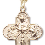 Men's 14kt Gold Over Sterling Silver Dove Center 4-way Necklace + 24 Inch Gold Plated Endless Chain - Gold-tone