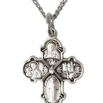 Child Size Sterling Silver 4 Way Necklace with 16 Inch Chain - 16" 1.2mm Sterling Silver Chain + Clasp