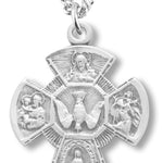 Women's Sterling Silver 4 Way Necklace with Large Center Dove with Chain Options - 18" 1.2mm Sterling Silver Chain + Clasp