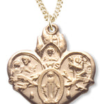 Women's 14kt Gold Over Sterling Silver Heart 4-way Necklace + 18 Inch Gold Plated Chain & Clasp - Gold-tone