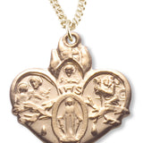 Women's 14kt Gold Over Sterling Silver Heart 4-way Necklace + 18 Inch Gold Plated Chain & Clasp - Gold-tone