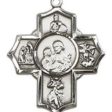 5 Way Cross Firefighter Medal, Sterling Silver - No Chain