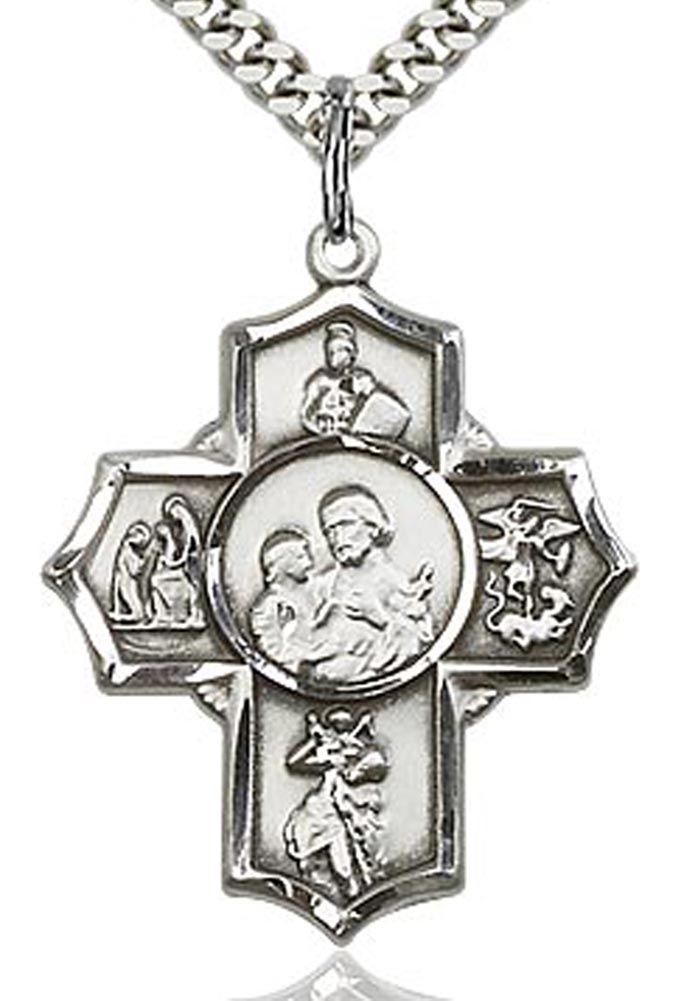 5 Way Cross Firefighter Medal, Sterling Silver