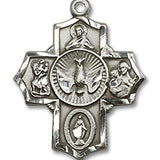 Women's / Boys Sterling Silver 5 Way Cross Pendant - No Chain