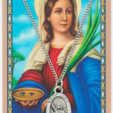 Oval St. Lucy Medal and Prayer Card Set - Silver-tone