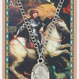 Oval St. George Medal and Prayer Card Set - Silver-tone