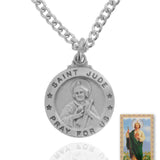Round St. Jude Medal and Prayer Card Set - Silver-tone