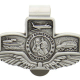 St. Christopher with Wings Land-Air-Sea Visor Clip - Silver-tone
