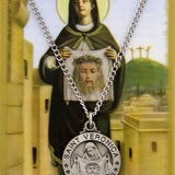 Round St. Veronica Medal and Prayer Card Set - Silver-tone