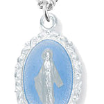 Child Size Blue Miraculous Necklace, Sterling Silver with Chain - Sterling Silver