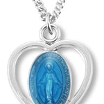 Girl's Blue Miraculous Necklace, Sterling Silver with Chain - Sterling Silver