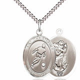 Boy's Pewter Oval St. Christopher Soccer Medal