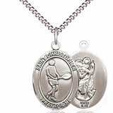 Boy's Pewter Oval St. Christopher Tennis Medal