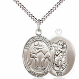 Boy's Pewter Oval St. Christopher Wrestling Medal