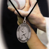 Boy's St. Christopher Baseball Medal with Leather Chain and Prayer Card Set