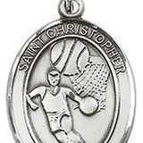 Boy's Sterling Silver Saint Christopher Basketball Oval Medal