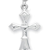Communion Cross Necklace, Sterling Silver with Chain - 18" 1.8mm Sterling Silver Chain + Clasp
