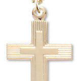 Women's 14kt Gold Over Sterling Silver Striped Etched Cross Necklace + 18 Inch Gold Plated Chain & Clasp - Gold-tone