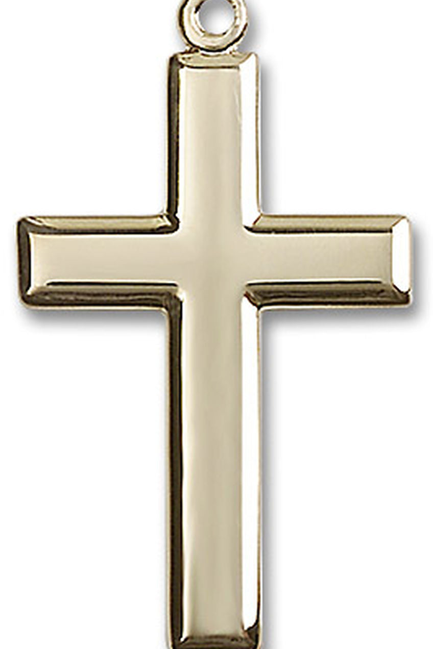 Men's Gold Filled Beveled Edge Cross Pendant - No Chain