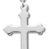 Women's Sterling Silver High Polish Scroll Cross Necklace with Chain Options - 18" 1.8mm Sterling Silver Chain + Clasp
