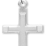 Women's Sterling Silver Cross Necklace with Etched Border with Chain Options
