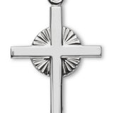 Women's Sterling Silver Cross Necklace with Circular Etched Center with Chain Options - 18" 1.8mm Sterling Silver Chain + Clasp