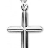 Women's Sterling Silver Etched Design Cross Necklace with Chain Options - 18" 1.8mm Sterling Silver Chain + Clasp