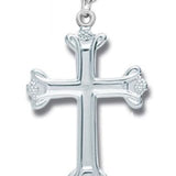 Women's Sterling Silver Budded Cross Necklace with Chain Options - 18" 1.8mm Sterling Silver Chain + Clasp