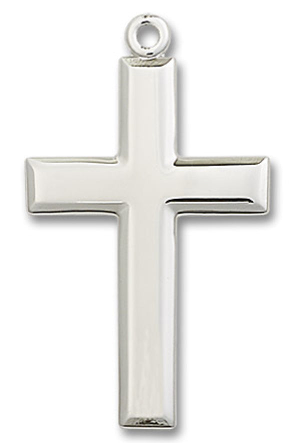 Men's High Polish Sterling Silver Cross Pendant - No Chain