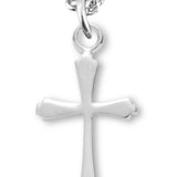 Women's Sterling Silver Tapered Ends Cross Necklace with Chain Options - 18" 1.8mm Sterling Silver Chain + Clasp